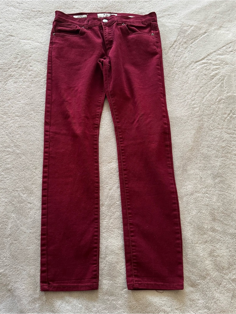 KLIP Jeans Skinny Fit Burgundy Red Stretch Jeans Men's 32x32